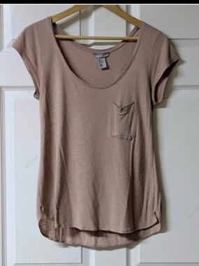 H&M Dusty Pink Heather Scoop Neck Shirt with Pocket
